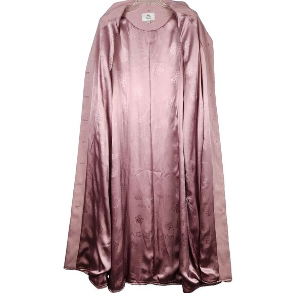AGIBA Button Front Abaya Jilbab Trench Coat Duster Dusty Rose Satin Lined EU 48 - Picture 3 of 16